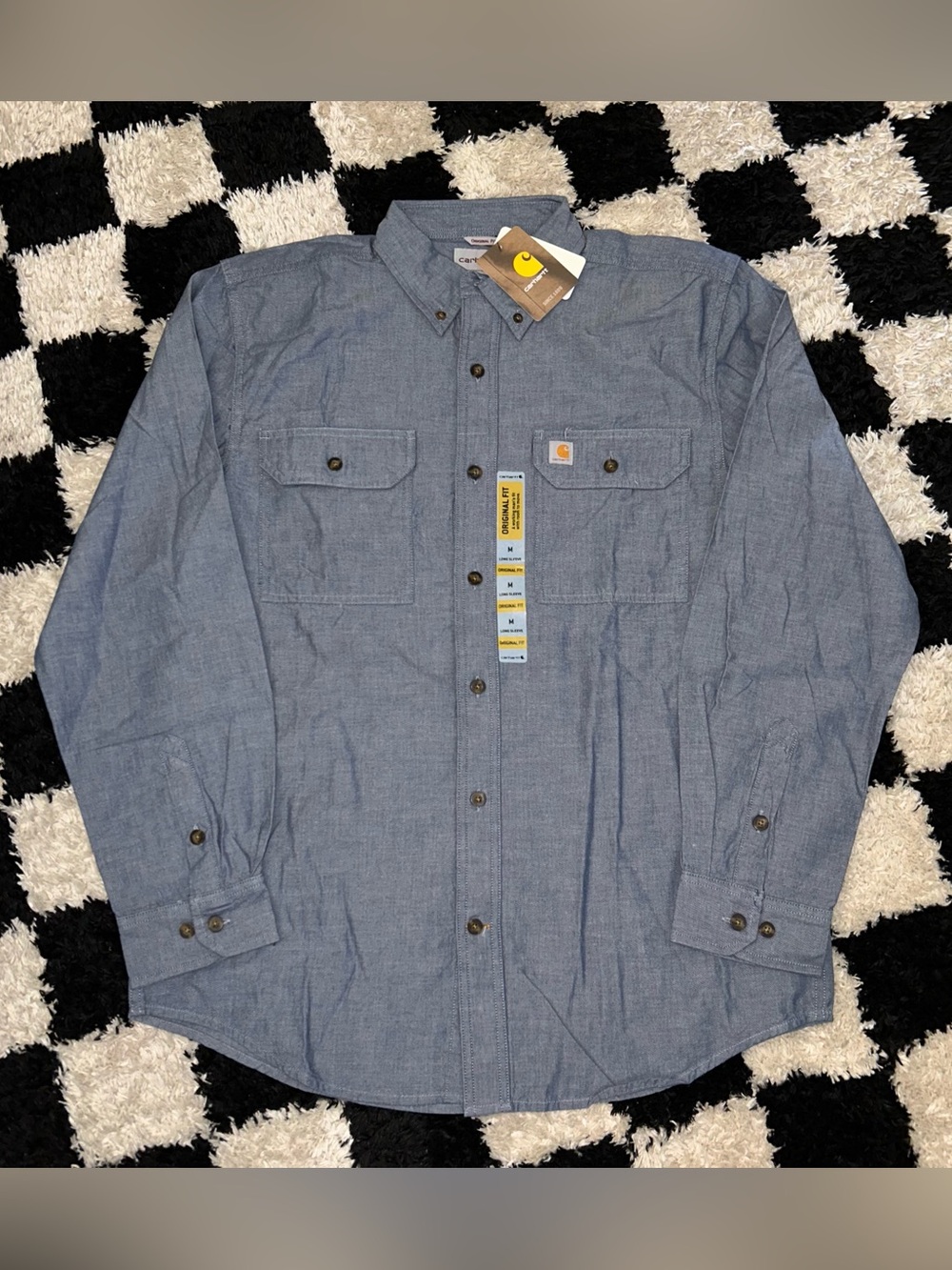 Carhartt Mens Original Fit Chambray Long Sleeve Shirt Denim Blue 104368-499 M